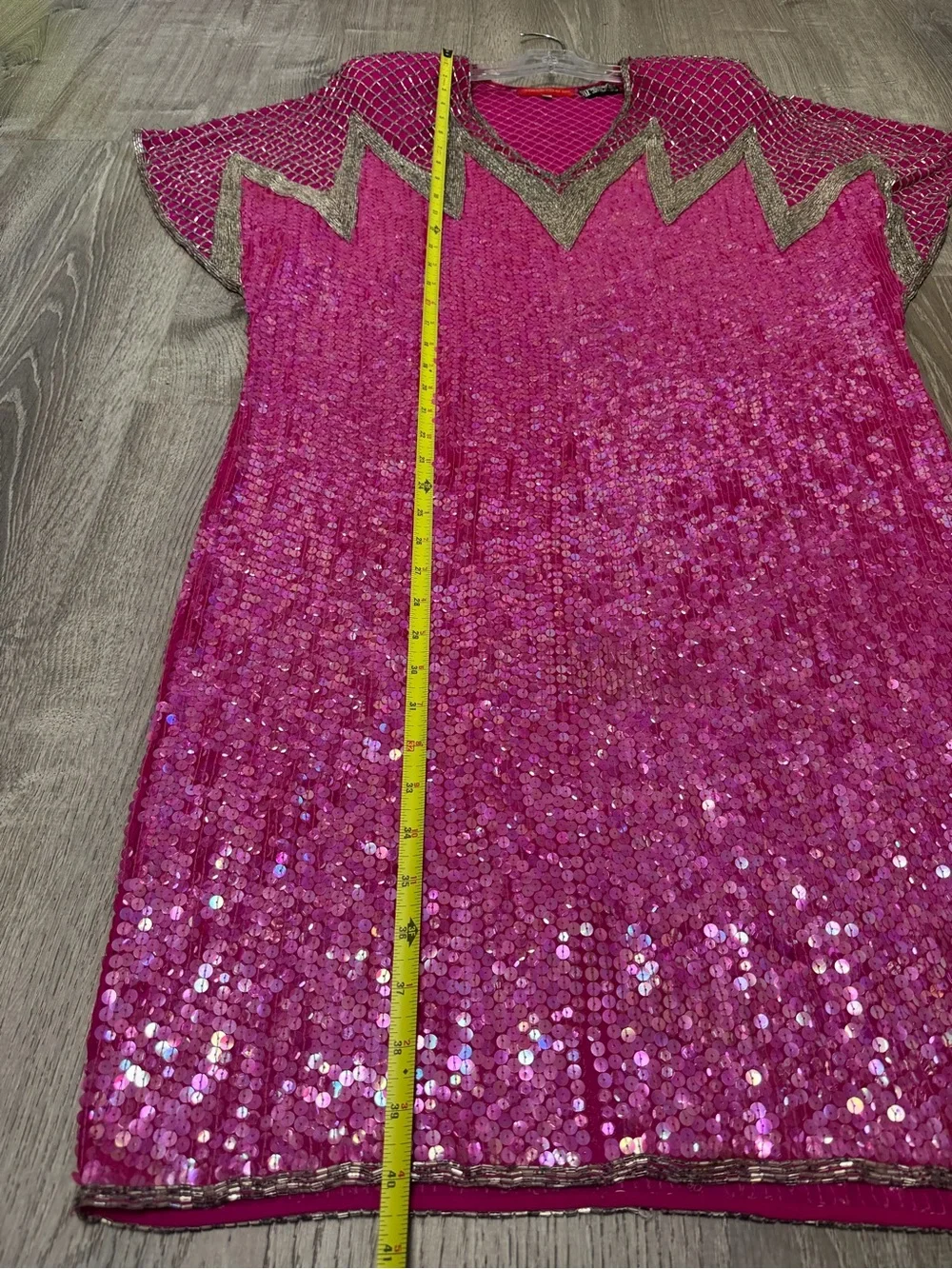 Vintage Halston III Magenta Sequin Tunic Top Sz M | 80s Silk Hand Embroidered